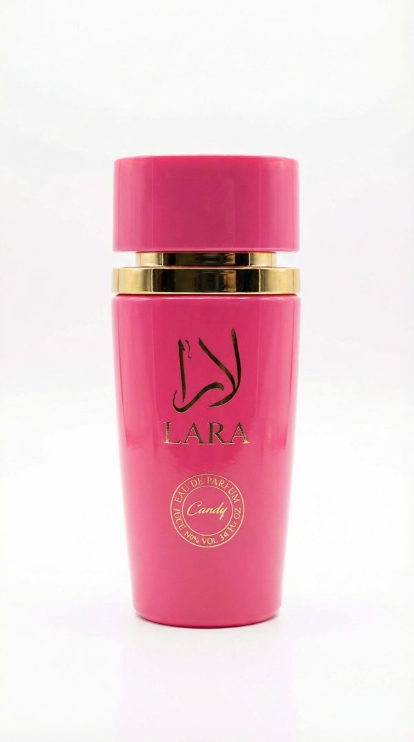 lara candy perfume Lara Candy eau de parfum bottle in hand