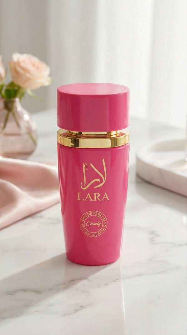 lara candy perfume-9dd5-4937-860f-61df8c56e4e0 Lara Candy eau de parfum pink bottle lifestyle