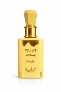 Eclat Banoffee Eau de Parfum 100 ml – оригинален унисекс парфюм в жълта бутилка със златни детайли на бял фон