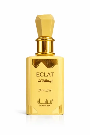 Eclat Banoffee Eau de Parfum 100 ml – оригинален унисекс парфюм в жълта бутилка със златни детайли на бял фон