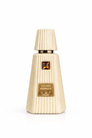 Golden Meringue Mahasik – флакон Бутилка парфюм Golden Meringue by Mahasik Eau de Parfum в светъл златисто-бежов цвят на бял фон
