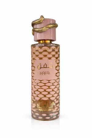 Shaffaq Eau de Parfum 100 ml – оригинален унисекс парфюм в елегантна бутилка със златни детайли на бял фон