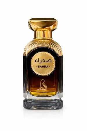 Sahra eau de parfum 100 ml – мъжки ориенталски парфюм с тъмна бутилка и златни детайли в луксозен дизайн