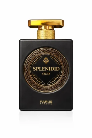 Splendid Oud eau de parfum 100 ml – мъжки ориенталски парфюм с черна бутилка и златни орнаменти в луксозен дизайн