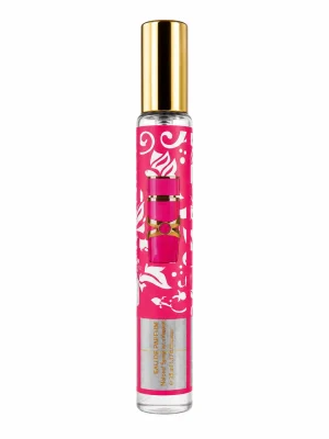 Lara Candy EDP 35 ml Lara Candy Eau de Parfum 35 ml върху бял фон с розов дизайн и златиста капачка.