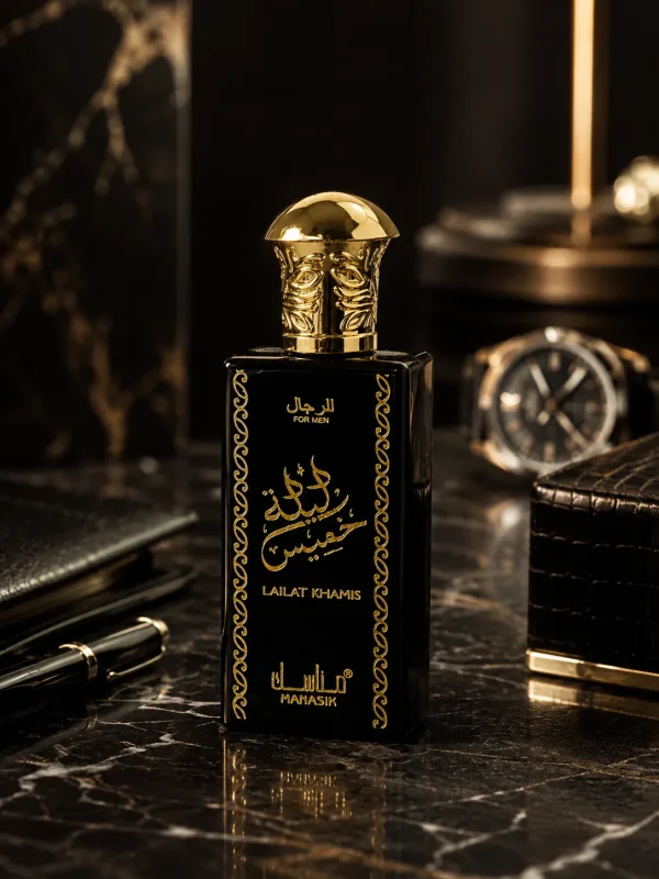 Създаден за уверените мъже Lailat Khamis Eau de Parfum 50 ml в елегантна мъжка обстановка с ориенталски акценти.