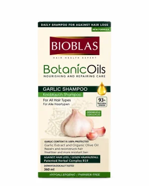 Bioblas Botanic Oils шампоан с чесън против косопад 360 ml Bioblas Botanic Oils шампоан с чесън против косопад 360 ml