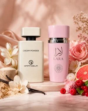 Cream Powder + Lara Pink с ароматни нотки Cream Powder + Lara Pink Eau de Parfum 2 x 100 ml с ароматни нотки на двата парфюма