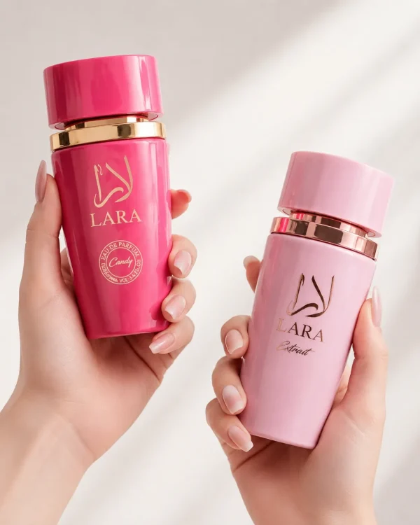 Lara Candy + Extrait в ръка Lara Candy + Lara Extrait Eau de Parfum 2 x 100 ml в ръка