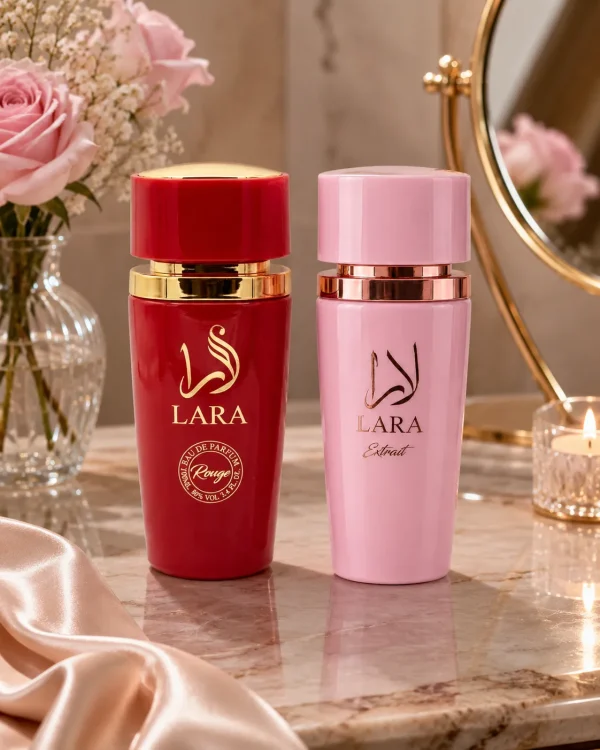Lara Rouge + Extrait Lifestyle Lara Rouge + Lara Extrait Eau de Parfum 2 x 100 ml в луксозна lifestyle сцена
