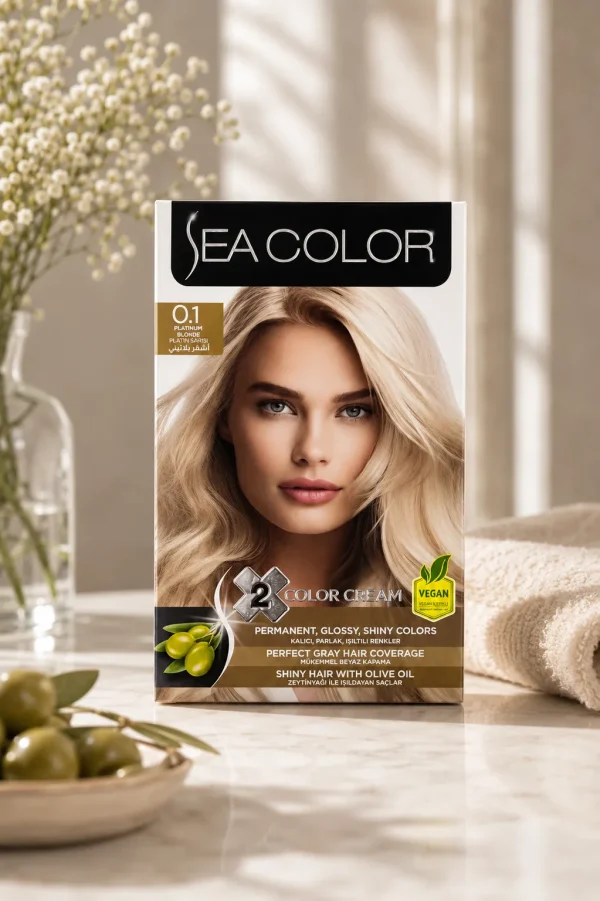 Sea Color 0.1 Platinum Blonde боя за коса в светла lifestyle сцена за грижа за руса коса