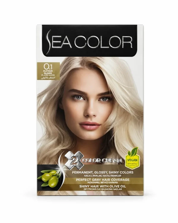 Sea Color 0.1 Platinum Blonde боя за коса 2 x 50 ml на чист бял фон