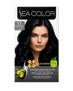Sea Color 1.1 Blue Black боя за коса 2 x 50 ml Sea Color 1.1 Blue Black боя за коса 2 x 50 ml на чист бял фон