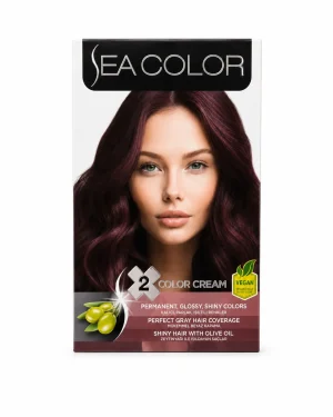 Sea Color 3.66 Aubergine Red боя за коса на чист бял фон