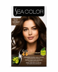 Sea Color 5.0 Light Brown боя за коса 2 x 50 ml на чист бял фон