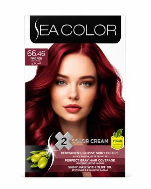 Sea Color 66.46 Fire Red крем боя за коса 2 x 50 ml Sea Color 66.46 Fire Red крем боя за коса 2 x 50 ml на чист бял фон