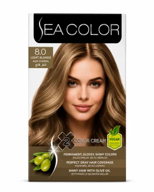 Sea Color 8.0 Light Blonde боя за коса 2 x 50 ml на чист бял фон