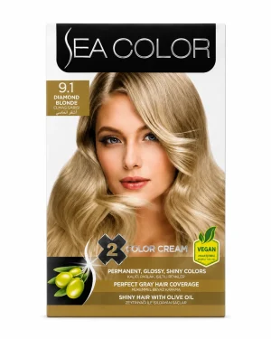 Sea Color 9.1 Diamond Blonde боя за коса 2 x 50 ml Sea Color 9.1 Diamond Blonde боя за коса 2 x 50 ml на чист бял фон