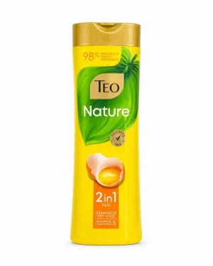 Teo Nature 2 в 1 с яйчен жълтък 350 ml Teo Nature 2 в 1 шампоан и балсам с яйчен жълтък за суха и увредена коса 350 ml