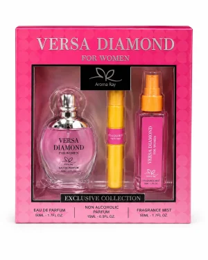 Versa Diamond For Women Eau de Parfum Set – Aroma Ray 3 части 50+15+50 ml – флакон в луксозна сцена Versa Diamond For Women Eau de Parfum Set – Aroma Ray 3 части 50+15+50 ml – флакон в луксозна сцена