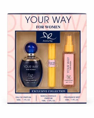 Your Way For Women Eau de Parfum Set – Aroma Ray 3 части 50+15+50 ml – флакон в луксозна сцена Your Way For Women Eau de Parfum Set – Aroma Ray 3 части 50+15+50 ml – флакон в луксозна сцена