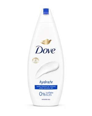 Dove Hydrate хидратиращ душ гел без SLES 450ml Dove Hydrate хидратиращ душ гел без SLES 450ml на бял фон