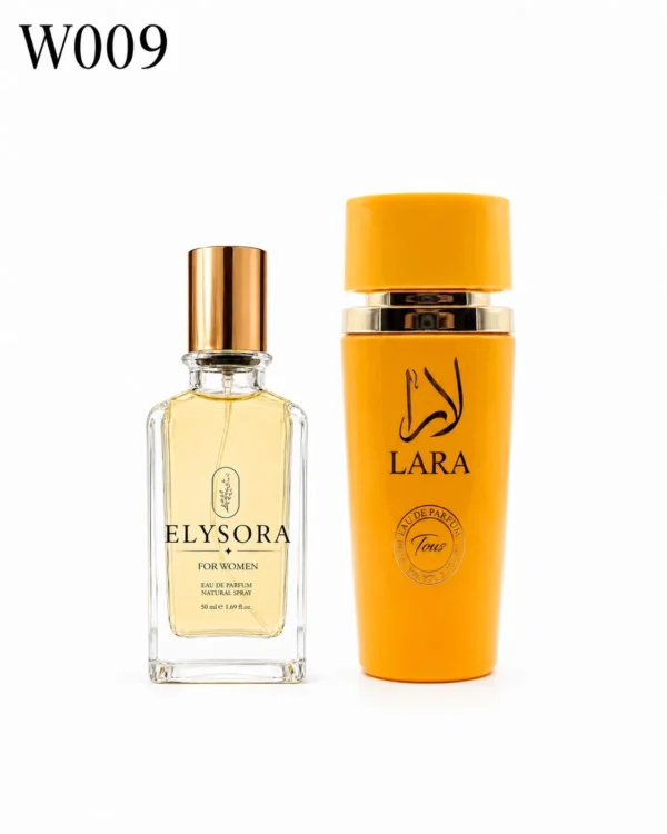 ELYSORA W009 + Lara Tous – бял фон ELYSORA W009 и Lara Tous дамски Eau de Parfum сет 50 ml + 100 ml на бял фон