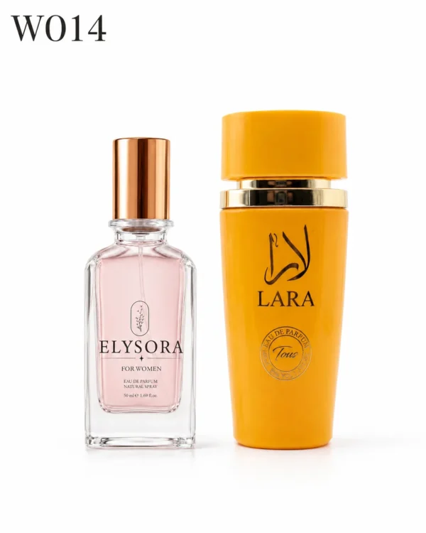 ELYSORA W014 + Lara Tous – бял фон ELYSORA W014 и Lara Tous дамски Eau de Parfum сет 50 ml + 100 ml на бял фон