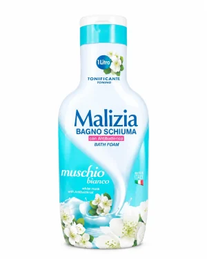 Malizia Muschio Bianco пяна за вана с бял мускус 1000 ml на бял фон