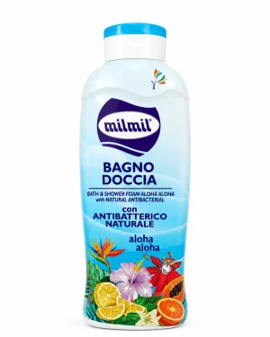 Milmil Aloha Aloha пяна за вана и душ 1000 ml на бял фон