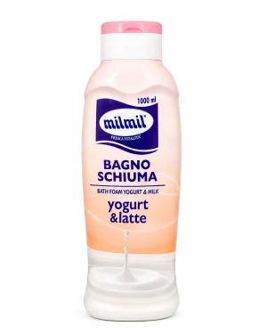 Milmil пяна за вана с йогурт и мляко 1000 ml на бял фон