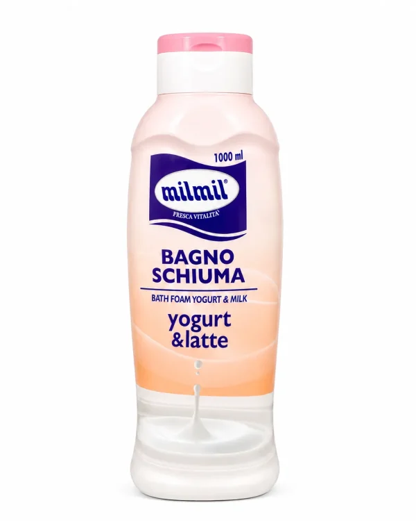 Milmil пяна за вана с йогурт и мляко 1000 ml на бял фон