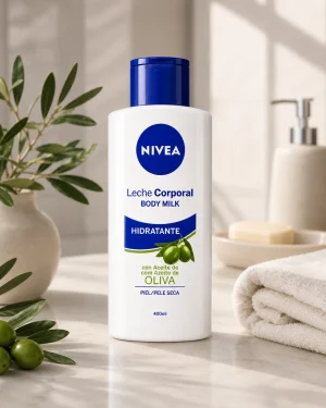 NIVEA хидратиращо мляко за тяло с маслиново масло 400ml в светла баня с маслинови клонки