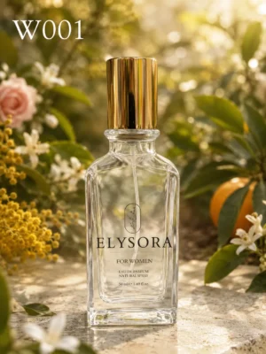 ELYSORA W1 – Турски дамски парфюм 50 ml – флакон в луксозна сцена
