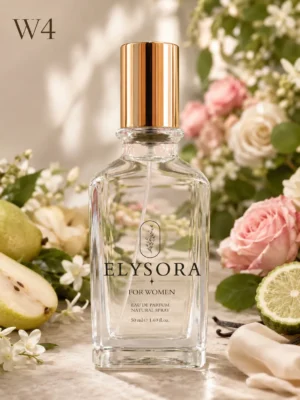 ELYSORA W4 – Турски дамски парфюм 50 ml – флакон в луксозна сцена