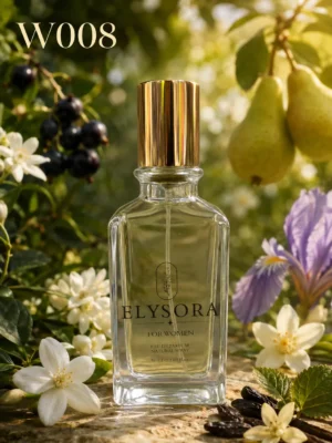 ELYSORA W8 турски дамски парфюм 50 ml – ароматни нотки: Касис, Круша, Ирис, Жасмин, Портокалов цвят, Пралине