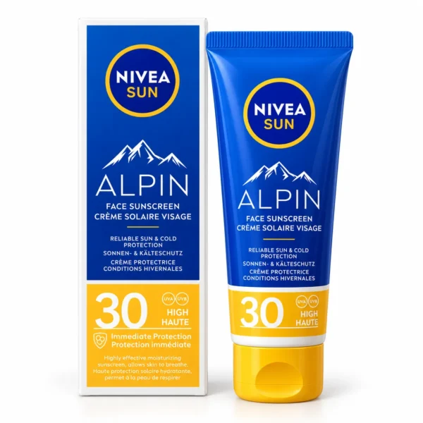 NIVEA Sun Alpin слънцезащитен крем за лице SPF 30 – изображение на бял фон