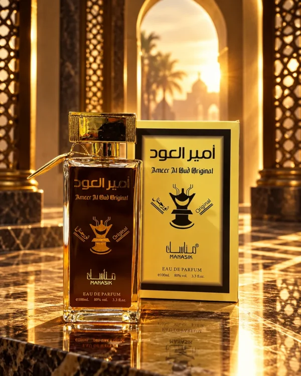 Ameer Al Oud Original Eau de Parfum – Manasik 100 ml – флакон в премиум сцена Ameer Al Oud Original Eau de Parfum – Manasik 100 ml – флакон в премиум сцена
