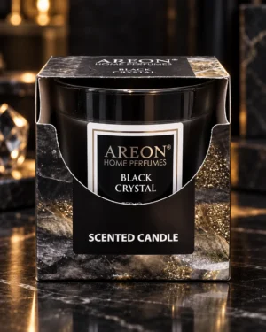 AREON Home Perfumes Black Crystal ароматна свещ 120 g – флакон в луксозна сцена AREON Home Perfumes Black Crystal ароматна свещ 120 g – флакон в луксозна сцена