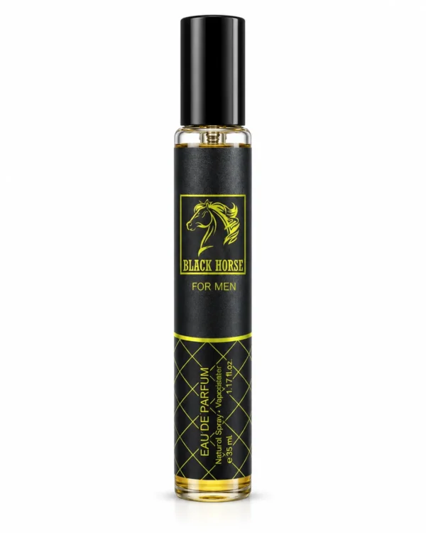 Black Horse For Men Eau de Parfum – Natural Spray Vaporisateur 35 ml – изображение на бял фон Black Horse For Men Eau de Parfum – Natural Spray Vaporisateur 35 ml – изображение на бял фон
