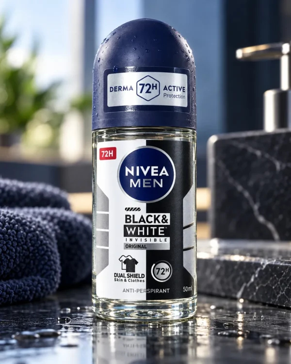 NIVEA MEN Black & White Invisible Original рол-он антиперспирант 50 ml – флакон в луксозна сцена NIVEA MEN Black & White Invisible Original рол-он антиперспирант 50 ml – флакон в луксозна сцена