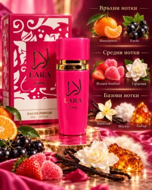 Lara Candy Eau de Parfum – Manasik 50 ml – флакон в луксозна сцена