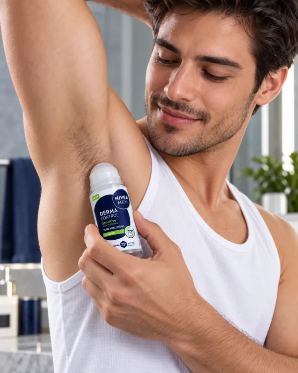 NIVEA MEN Derma Control Sensitive рол-он антиперспирант 50 ml – lifestyle сцена с парфюма NIVEA MEN Derma Control Sensitive рол-он антиперспирант 50 ml – lifestyle сцена с парфюма