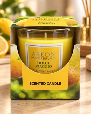 AREON Home Perfumes Dolce Viaggio ароматна свещ 120 g – флакон в луксозна сцена AREON Home Perfumes Dolce Viaggio ароматна свещ 120 g – флакон в луксозна сцена