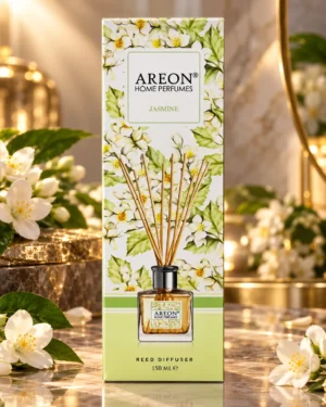 AREON Home Perfumes Jasmine ароматен дифузер 150 ml – флакон в луксозна сцена AREON Home Perfumes Jasmine ароматен дифузер 150 ml – флакон в луксозна сцена