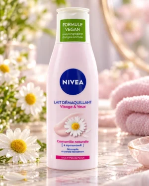 NIVEA Lait Démaquillant Visage & Yeux почистващо мляко за лице и очи 200 ml – флакон в луксозна сцена