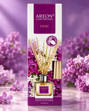 AREON Home Perfumes Lilac ароматен дифузер 150 ml – флакон в луксозна сцена AREON Home Perfumes Lilac ароматен дифузер 150 ml – флакон в луксозна сцена
