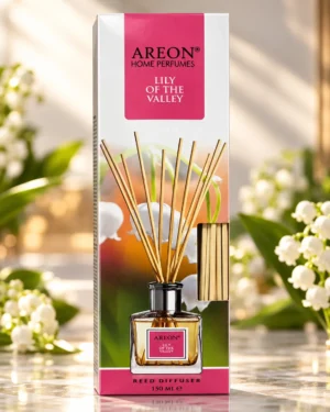 AREON Home Perfumes Lily of the Valley ароматен дифузер 150 ml – флакон в луксозна сцена AREON Home Perfumes Lily of the Valley ароматен дифузер 150 ml – флакон в луксозна сцена