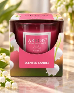 AREON Home Perfumes Lily of the Valley ароматна свещ 120 g – флакон в луксозна сцена AREON Home Perfumes Lily of the Valley ароматна свещ 120 g – флакон в луксозна сцена