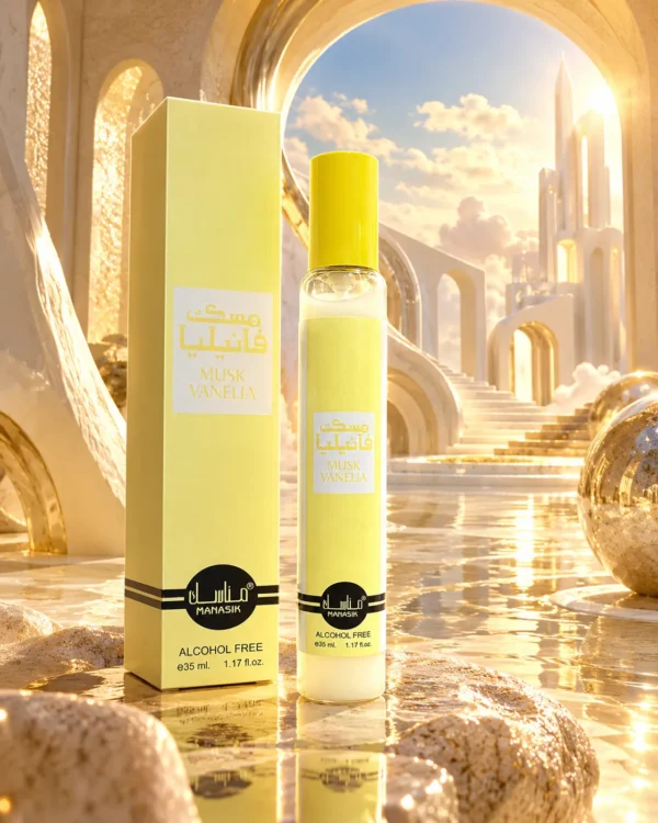 Musk Vanelia Alcohol Free – Manasik 35 ml – флакон в атмосферна сцена